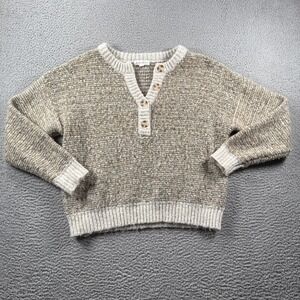 By The River Sweater Womens S Long Sleeve Popover Buttons Casual Career Preppy